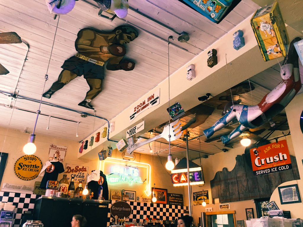 The ceiling of Luna Park Cafe