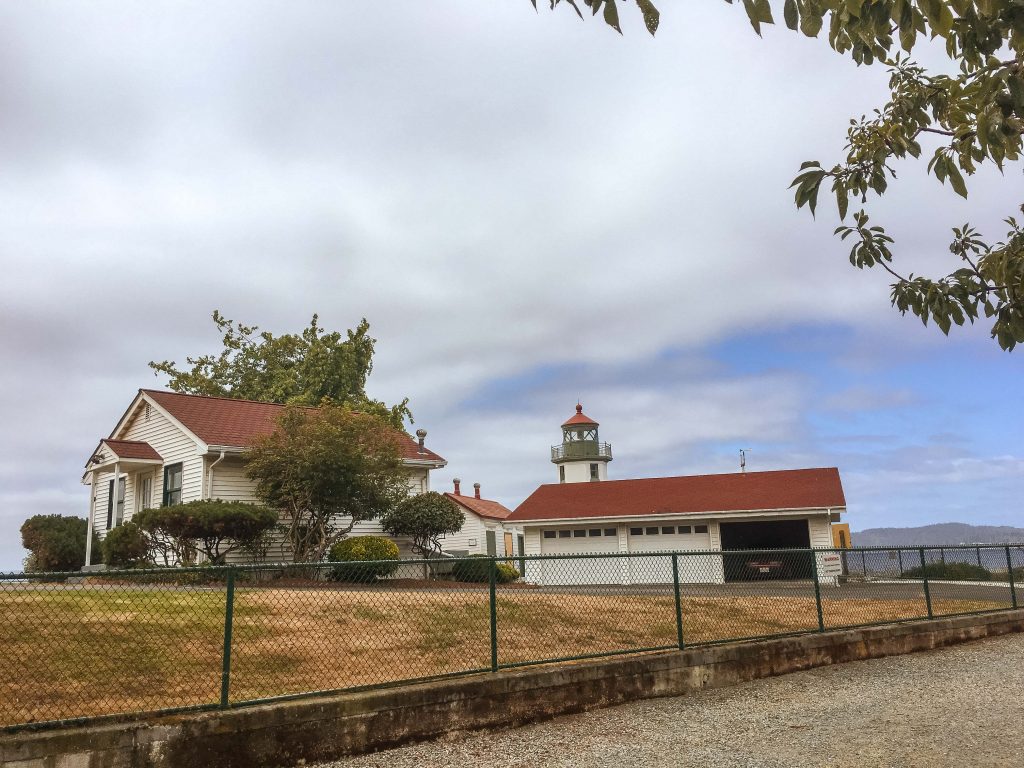 View of the tiny but cool Alki Lighthouse from the road